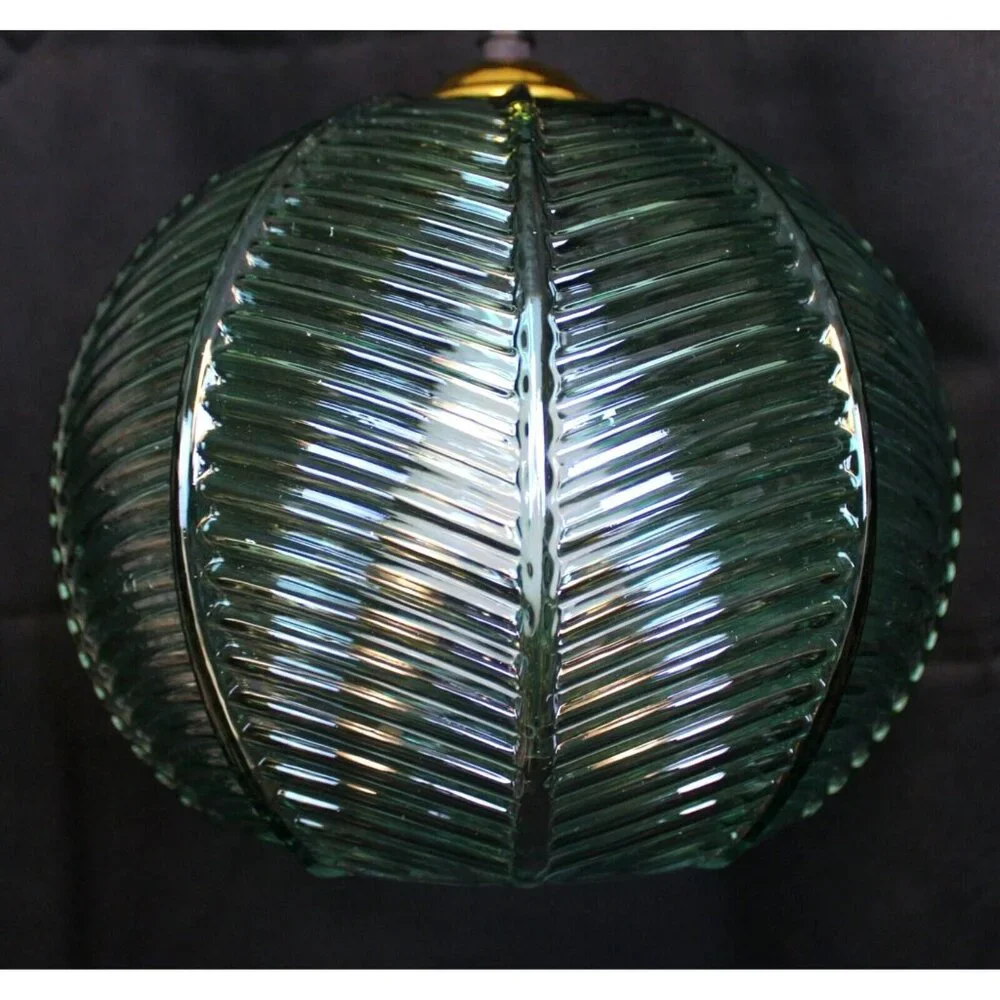 Hanging Glass Pendant Ceiling Light Small Ribbed Leaf Ball Modern Summer Beach